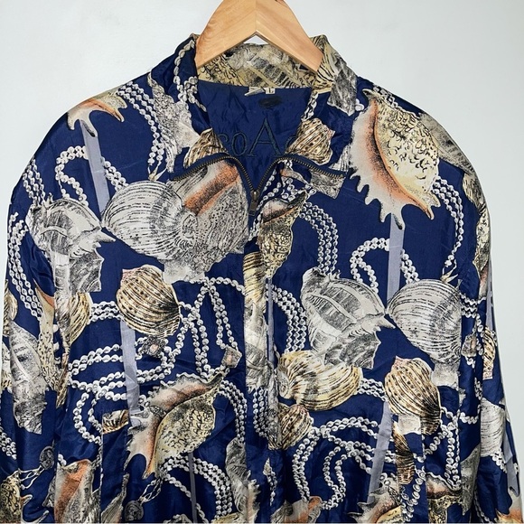 Vintage Silk Jacket Women’s Size Large Lightweight Seashell Pearl Nautical CoAco - Picture 3 of 10